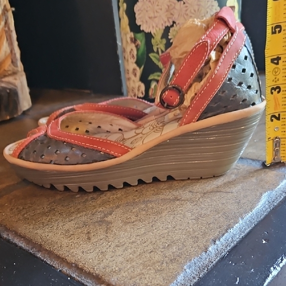 Fly London Women's Sandals in Red and Gray - Picture 3 of 6